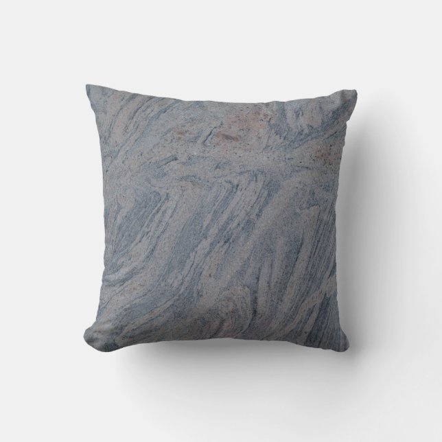 Blue Grey and Brow Speckled Marble Textured Pillow (Front)