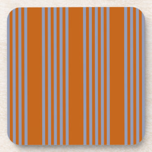 Blue-grey and burnt orange five stripe pattern coaster
