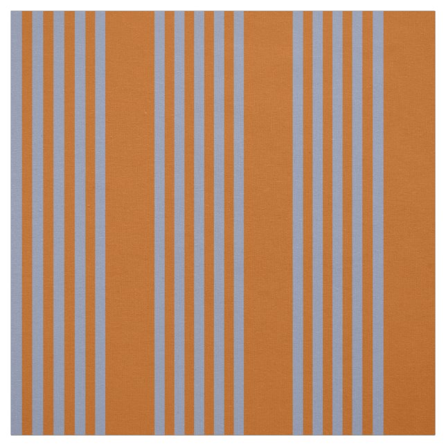 Blue-grey and burnt orange five stripe pattern fabric (Swatch)