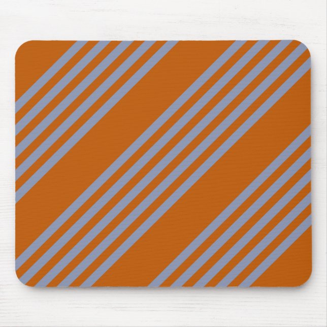 Blue-grey and burnt orange five stripe pattern mouse mat (Front)