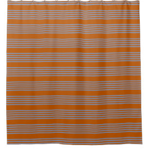 Blue-grey and burnt orange five stripe pattern shower curtain