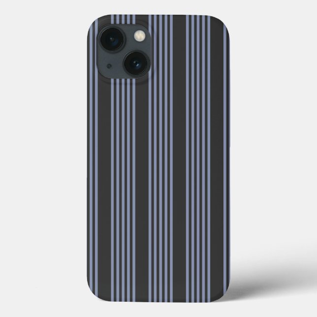 Blue-grey and charcoal five stripe pattern Case-Mate iPhone case (Back)