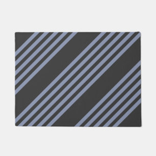 Blue-grey and charcoal five stripe pattern doormat