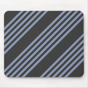 Blue-grey and charcoal five stripe pattern mouse mat