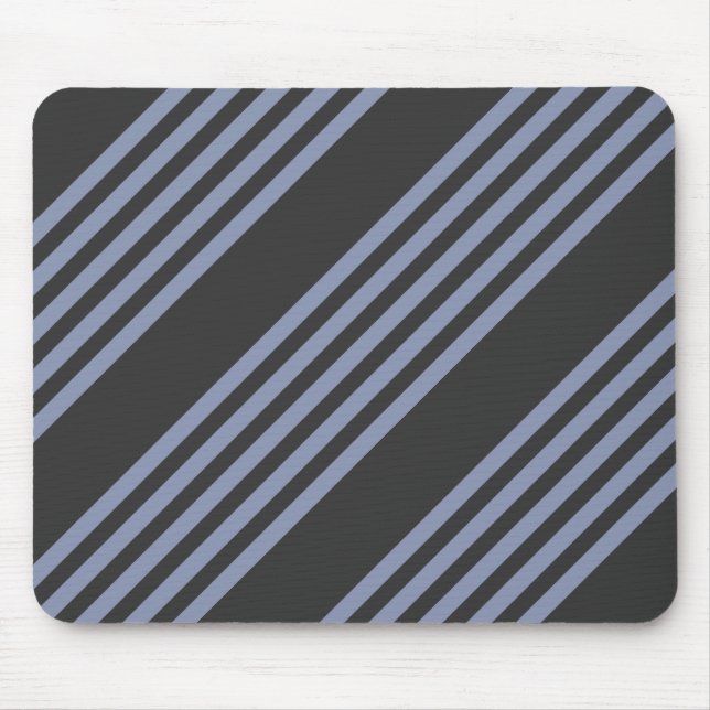 Blue-grey and charcoal five stripe pattern mouse mat (Front)