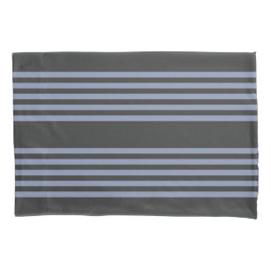 Blue-grey and charcoal five stripe pattern pillowcase