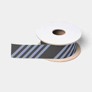 Blue-grey and charcoal five stripe pattern satin ribbon