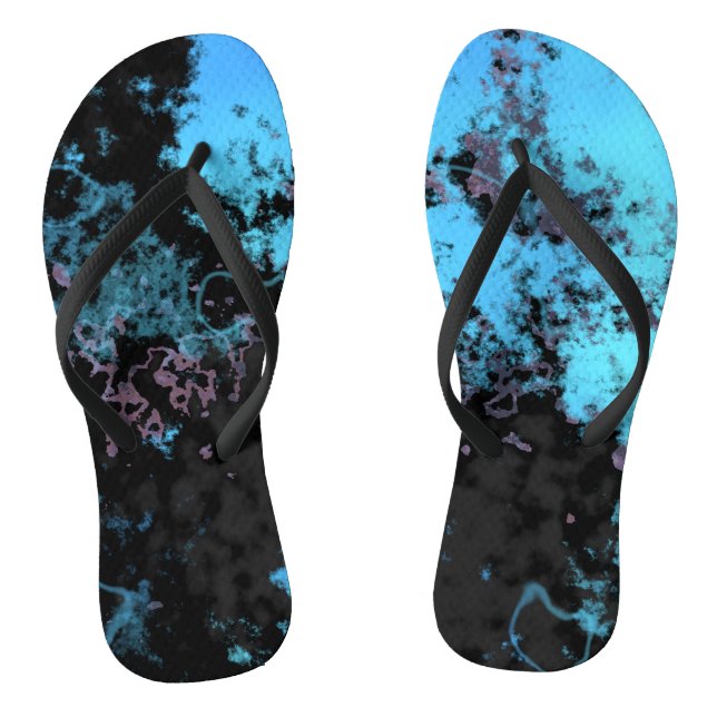Blue, Grey and Purple Marble Abstract Flip Flops (Footbed)