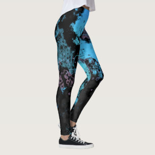 Blue, Grey and Purple Marble Abstract Leggings