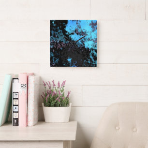 Blue, Grey and Purple Marble Abstract Square Wall Clock