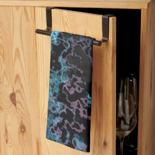 Blue, Grey and Purple Marble Abstract Tea Towel