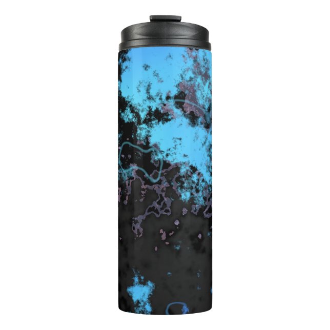 Blue, Grey and Purple Marble Abstract Thermal Tumbler (Front)