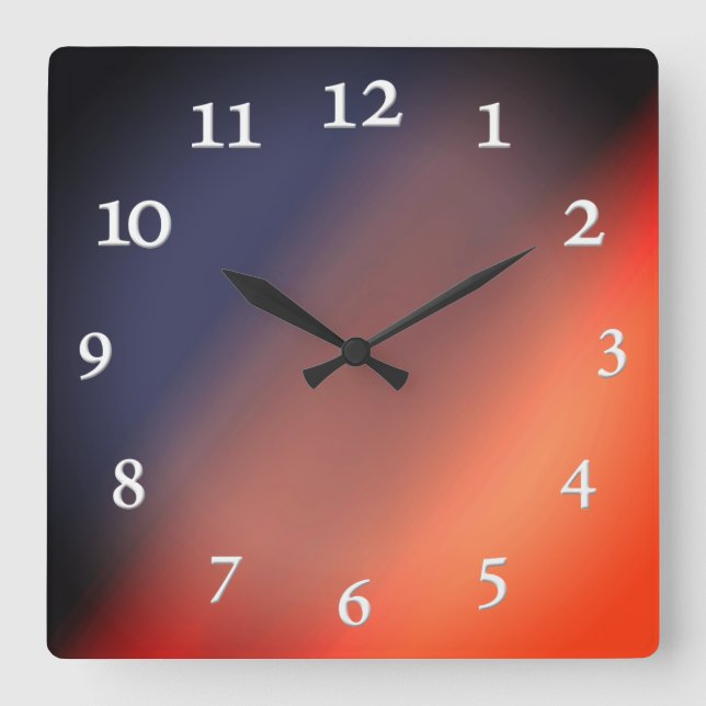 Blue, grey and red gradient. Ombre. Square Wall Cl Clock (Front)