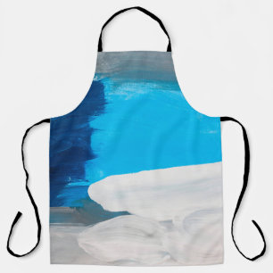 Blue, Grey and White Abstract Art Painting backgro Apron