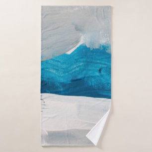 Blue, Grey and White Abstract Art Painting backgro Bath Towel