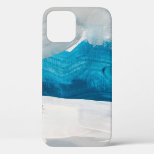 Blue, Grey and White Abstract Art Painting backgro iPhone 12 Case