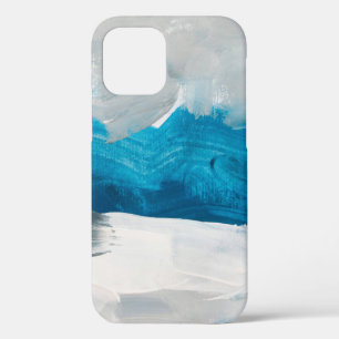 Blue, Grey and White Abstract Art Painting backgro iPhone 12 Case