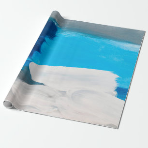 Blue, Grey and White Abstract Art Painting backgro Wrapping Paper