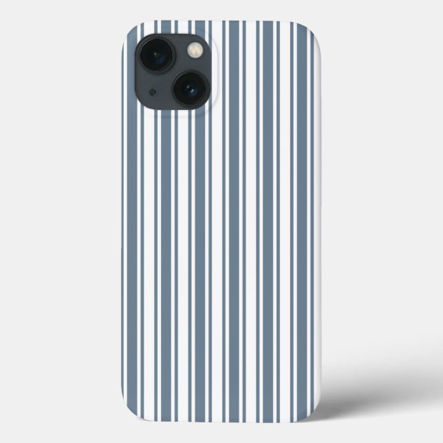 Blue-grey and white candy stripes Case-Mate iPhone Case (Back)