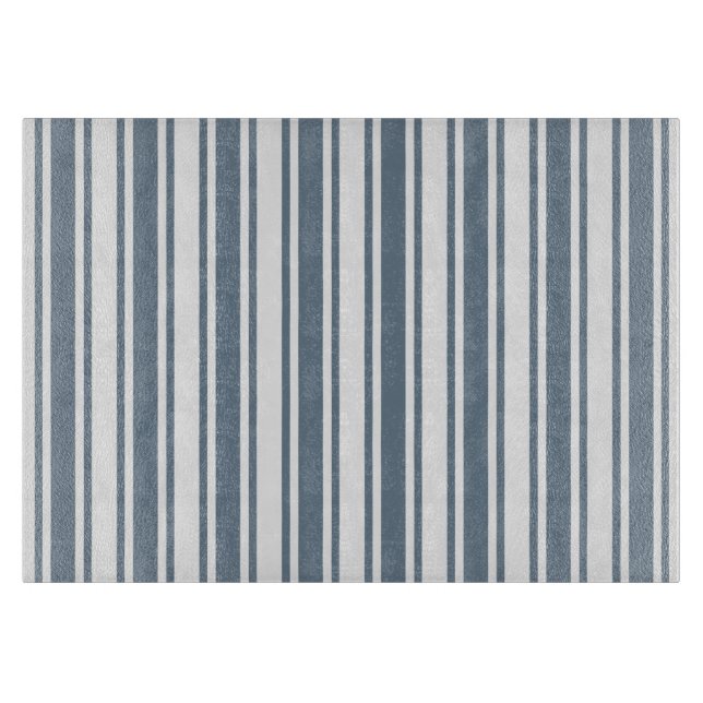 Blue-grey and white candy stripes cutting board (Front)