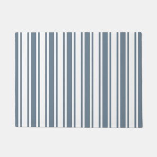 Blue-grey and white candy stripes doormat