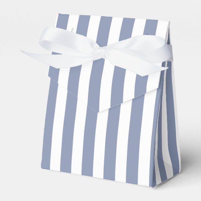 Blue grey and white candy stripes favour box (Front Side)