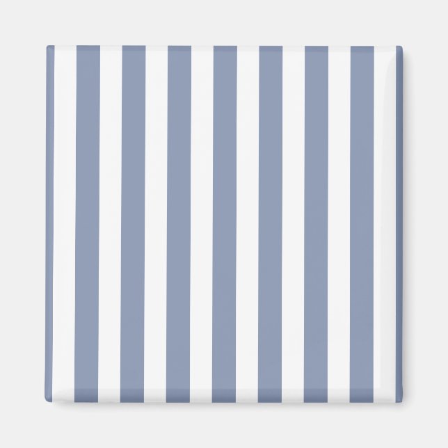 Blue grey and white candy stripes magnet (Front)