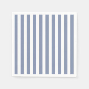 Blue grey and white candy stripes napkin