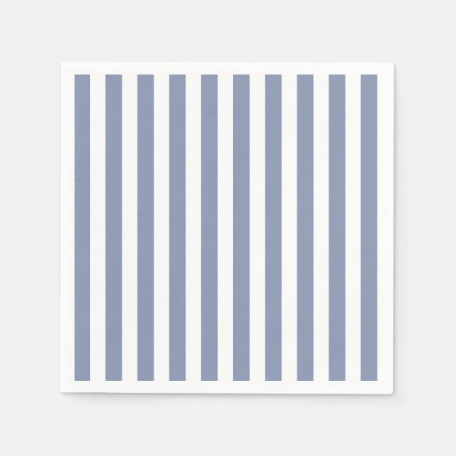 Blue grey and white candy stripes napkin (Front)
