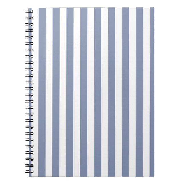 Blue grey and white candy stripes notebook (Front)