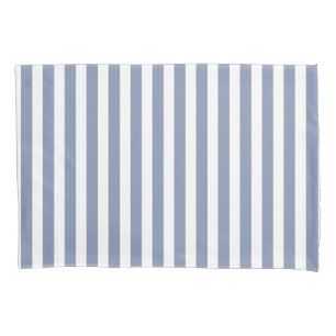 Blue grey and white candy stripes pillowcase