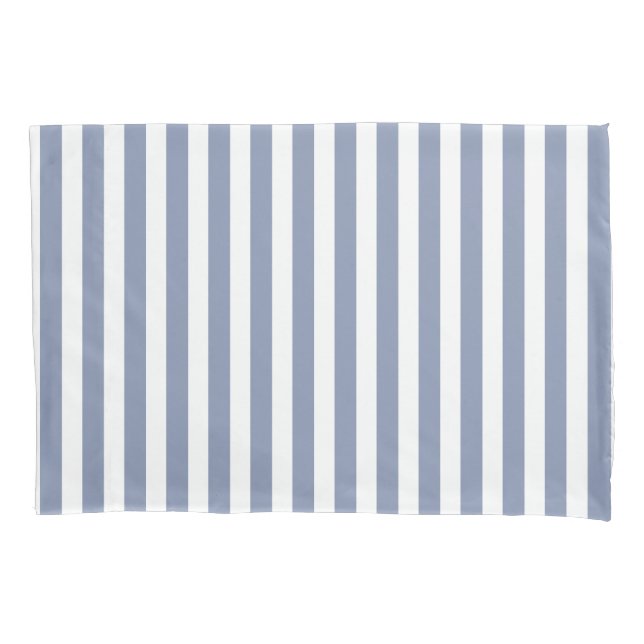Blue grey and white candy stripes pillowcase (Front)