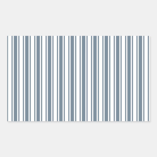 Blue-grey and white candy stripes rectangular sticker (Front)