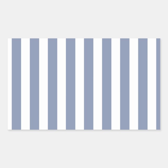 Blue grey and white candy stripes rectangular sticker (Front)