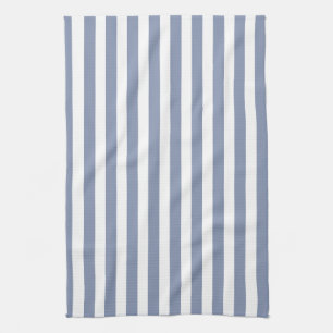 Blue grey and white candy stripes tea towel