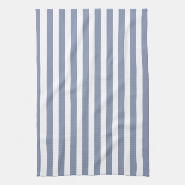 Blue grey and white candy stripes tea towel (Vertical)