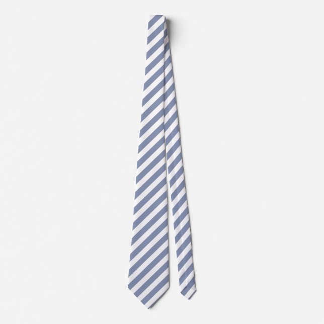Blue grey and white candy stripes tie (Front)