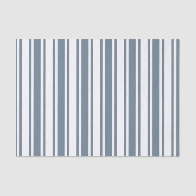 Blue-grey and white candy stripes tissue paper (Front)