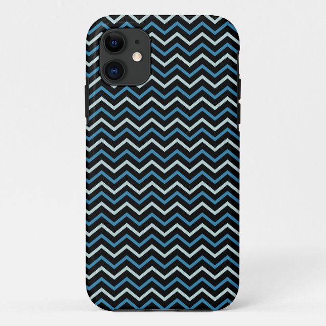 Blue Grey and White Chevron  Monogram Tough Case-Mate iPhone Case (Back)