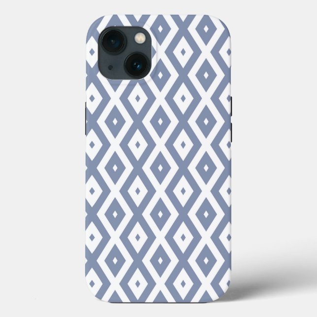 Blue grey and white diamond pattern Case-Mate iPho iPhone Case (Back)