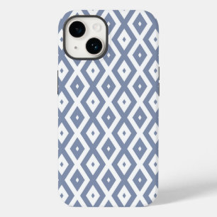 Blue grey and white diamond pattern Case-Mate iPhone 14 case