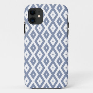 Blue grey and white diamond pattern iPhone 11 case