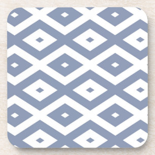Blue grey and white diamond pattern coaster