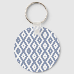 Blue grey and white diamond pattern key ring