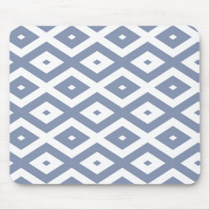 Blue grey and white diamond pattern mouse mat