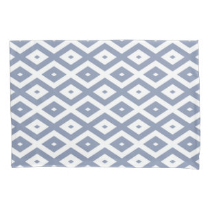 Blue grey and white diamond pattern pillowcase