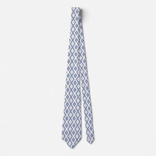 Blue grey and white diamond pattern tie