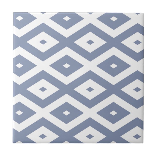 Blue grey and white diamond pattern tile (Front)