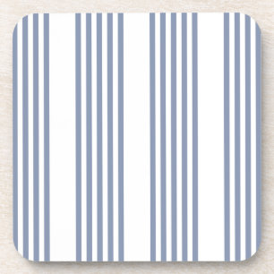 Blue-grey and white five stripe pattern coaster
