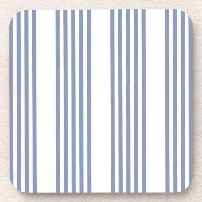 Blue-grey and white five stripe pattern coaster (Front)